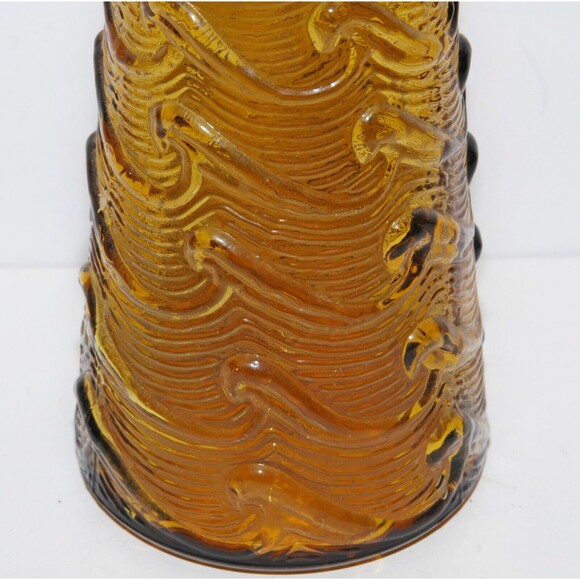 Vintage Empoli Amber Wave Genie Bottle Decanter Italy Mid Century Modern Glass - Picture 5 of 10